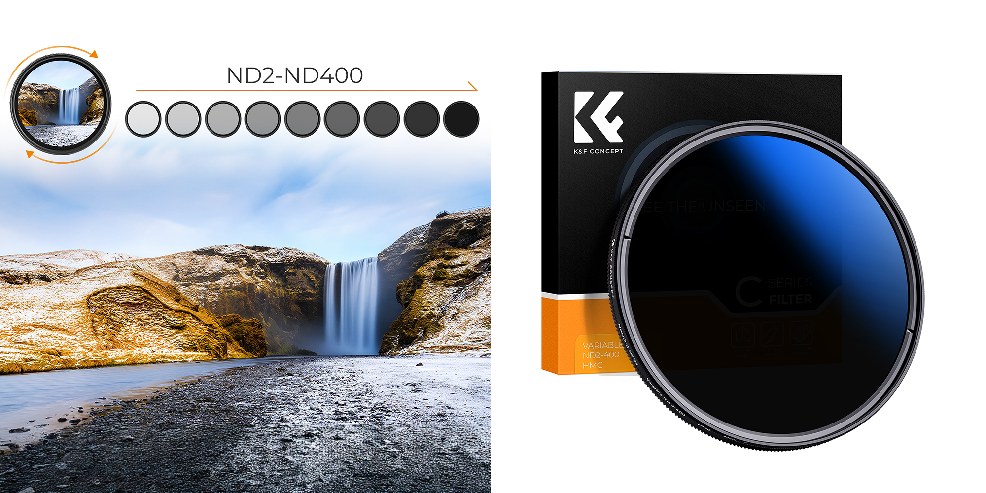 Filtr szary regulowany K&F Concept B-Series Fader ND2-400 - Większa kontrola ekspozycji